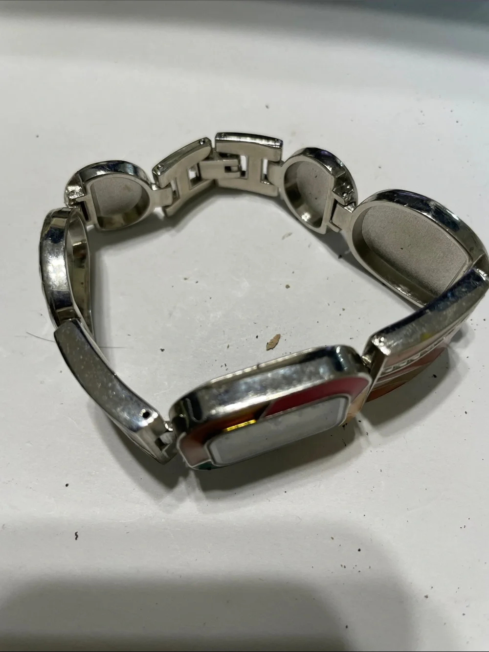 Geneva Multicolor Enamel Bangle Watch Needs Battery